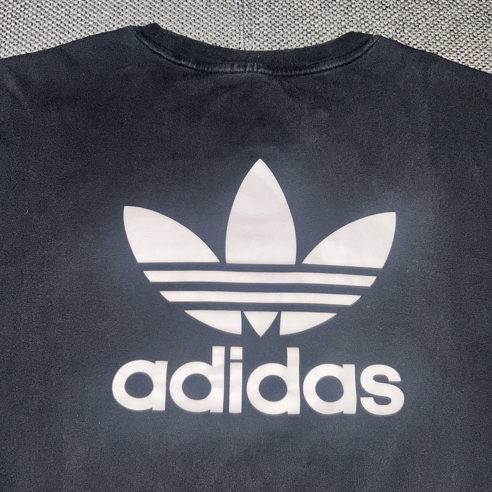 adidas Originals Men's Black/White Trefoil Logo Black Oversized T Shirt Size XL